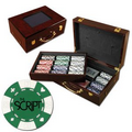 500 Foil Stamped poker chips in glossy wooden case - Card design